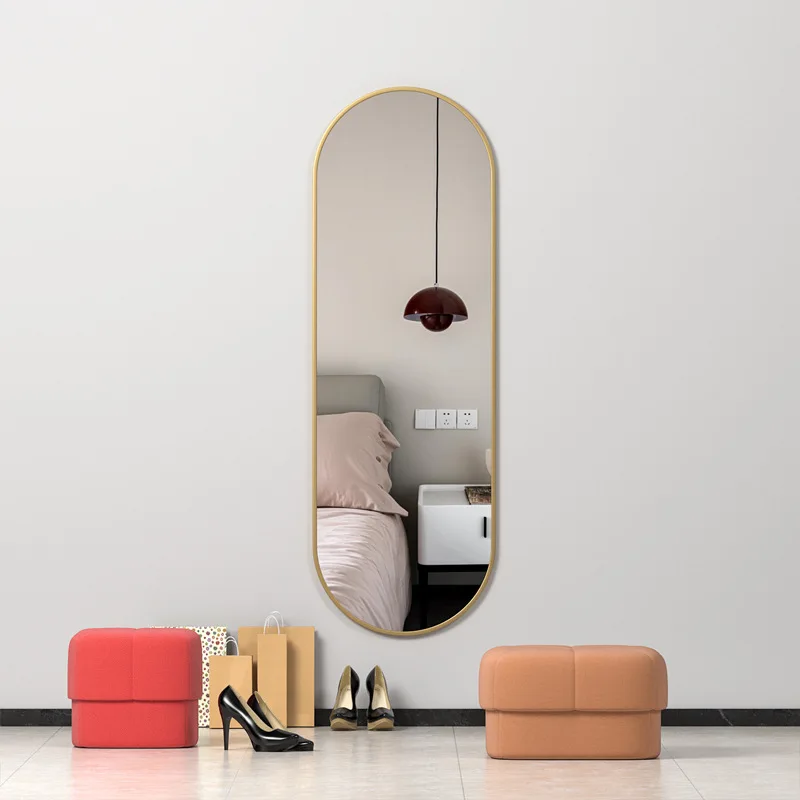 Rectangular Full Length Framed Oval LED Light Mirror Bathroom Decorative Mirror