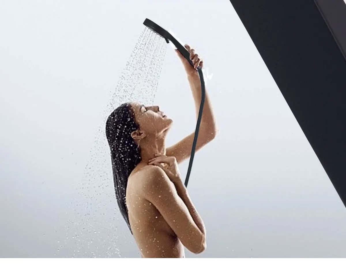 Modern Brass Round Dual Function Bar Valve Shower System - Black manufacture