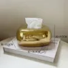 Caja de pañuelos de caramelo cuadrada y regordeta-----oro