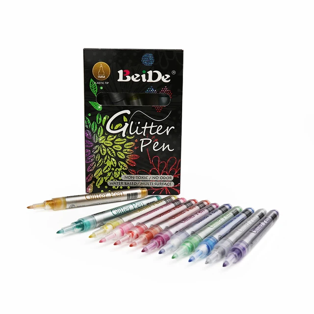 Inc Glitter Marker 6 Assorted Colors for Kids Gift Non-Toxic Water Based  Glitter Marker Pens Writes on Multiple Surfaces with Bullet Tip, Craft