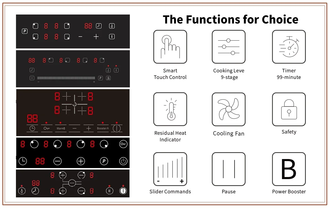 Touch Sensors Temperature Control Pan Detection Ceramic Hob With Three