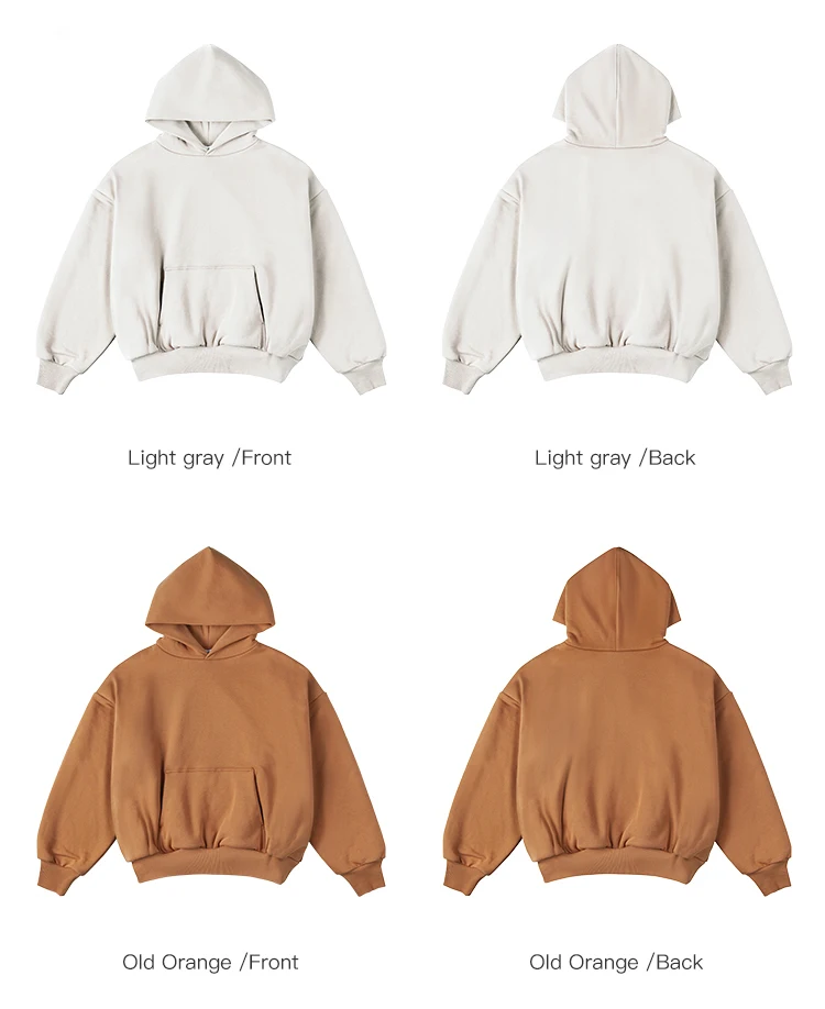 Custom Heavy Cotton Thick Stringless Oversize Plain Hoodies No String