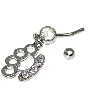 316L Surgical Steel Banana Ring with Impact Design externally threaded belly button ring