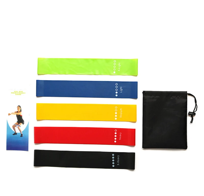 5PCS/SET Yoga Resistance Rubber Bands Indoor Outdoor Fitness Equipment 0.35mm-1.1mm Pilates Sport Training Workout Elastic Bands