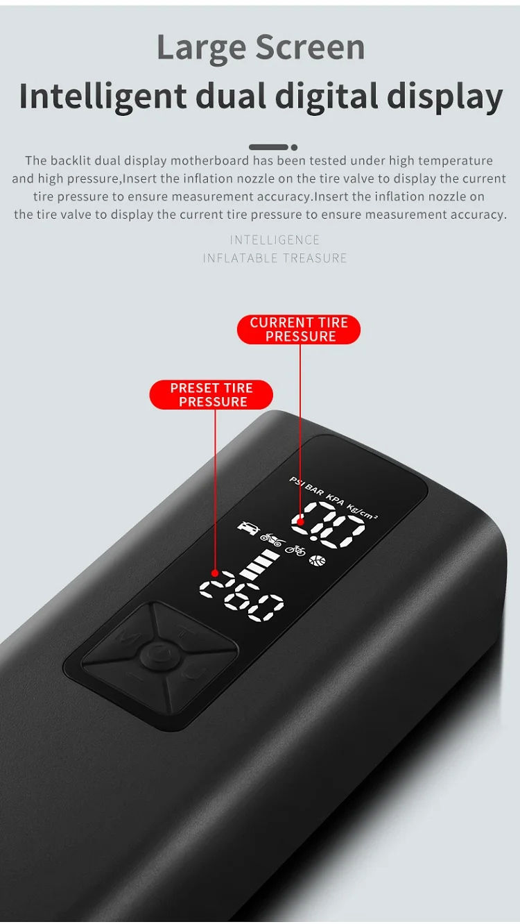 YP003 Best Selling Wireless Smart Tire Inflators Lightweight Electric Fast Pumping Portable Air Pump with 8000mAh