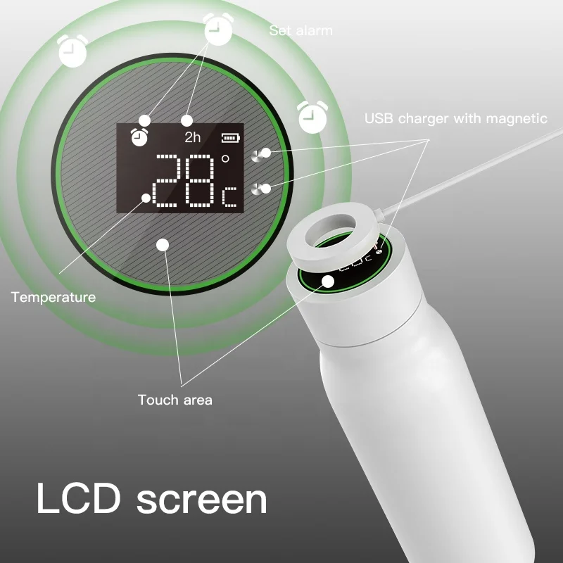 JZYZ Smart Water Bottle Drink Reminder Temperature Waterproof Double Wall Stainless Steel Bottle With App