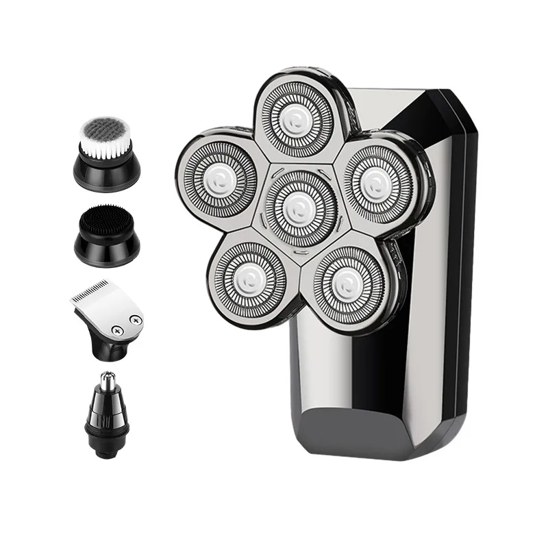 USB Rechargeable Electric Shaver Trimmer Bald Razor Six Blade for Household RV Use Intelligence Beard Shaver for Hotel