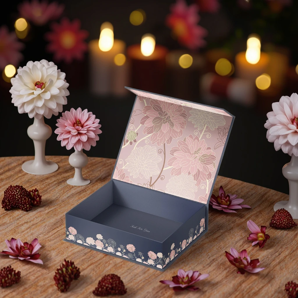 Custom Hard Magnetic Lid Box Paper Cardboard Packaging Foldable Rigid Magnet Flip  Gift Box