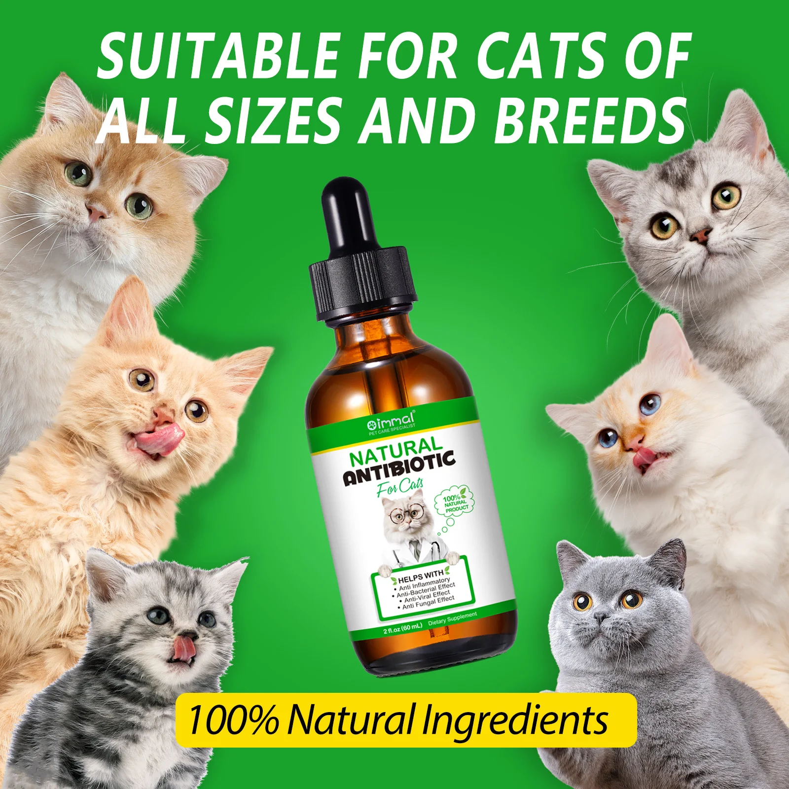 Oimmal 60ml Natural Antibiotics For Cats Antibacterial And Inflammatory