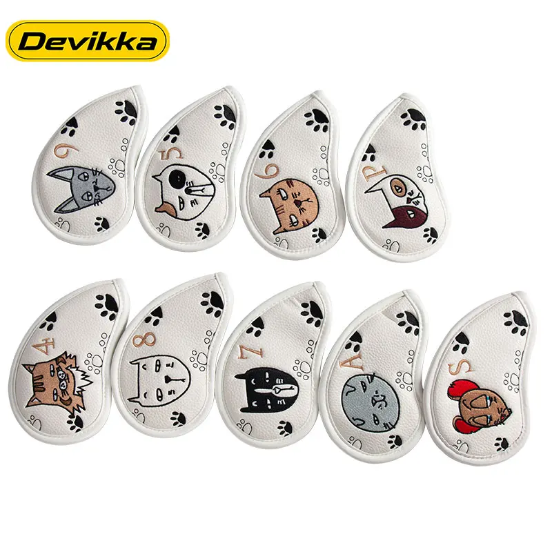 Devikka Konday OEM Customizable Waterproof PU Leather Lightweight White Golf Iron Headcover Set Custom Logo Customized Design