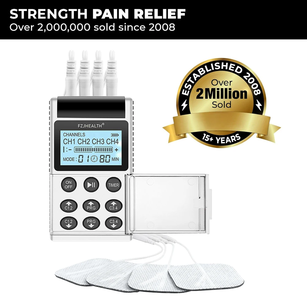 4 Channel Tens Unit Usb Rechargeable Digital Ens Ems Muscle Stimulator ...