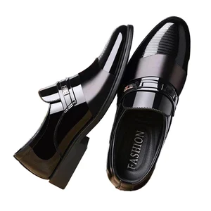 New Men's Dress Shoes Business Casual Slip-On Loafers Fashionable Leather Wedding Shoes with PU PVC EVA Insoles