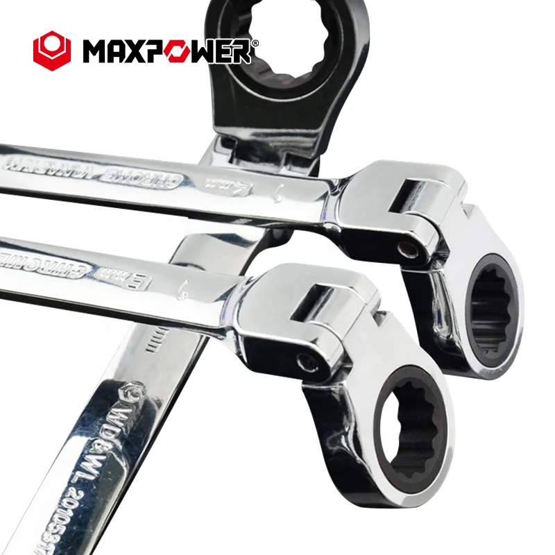 MAXPOWER Auto Repair Combination Open End Spanner Flexible Head Ratchet Wrench
