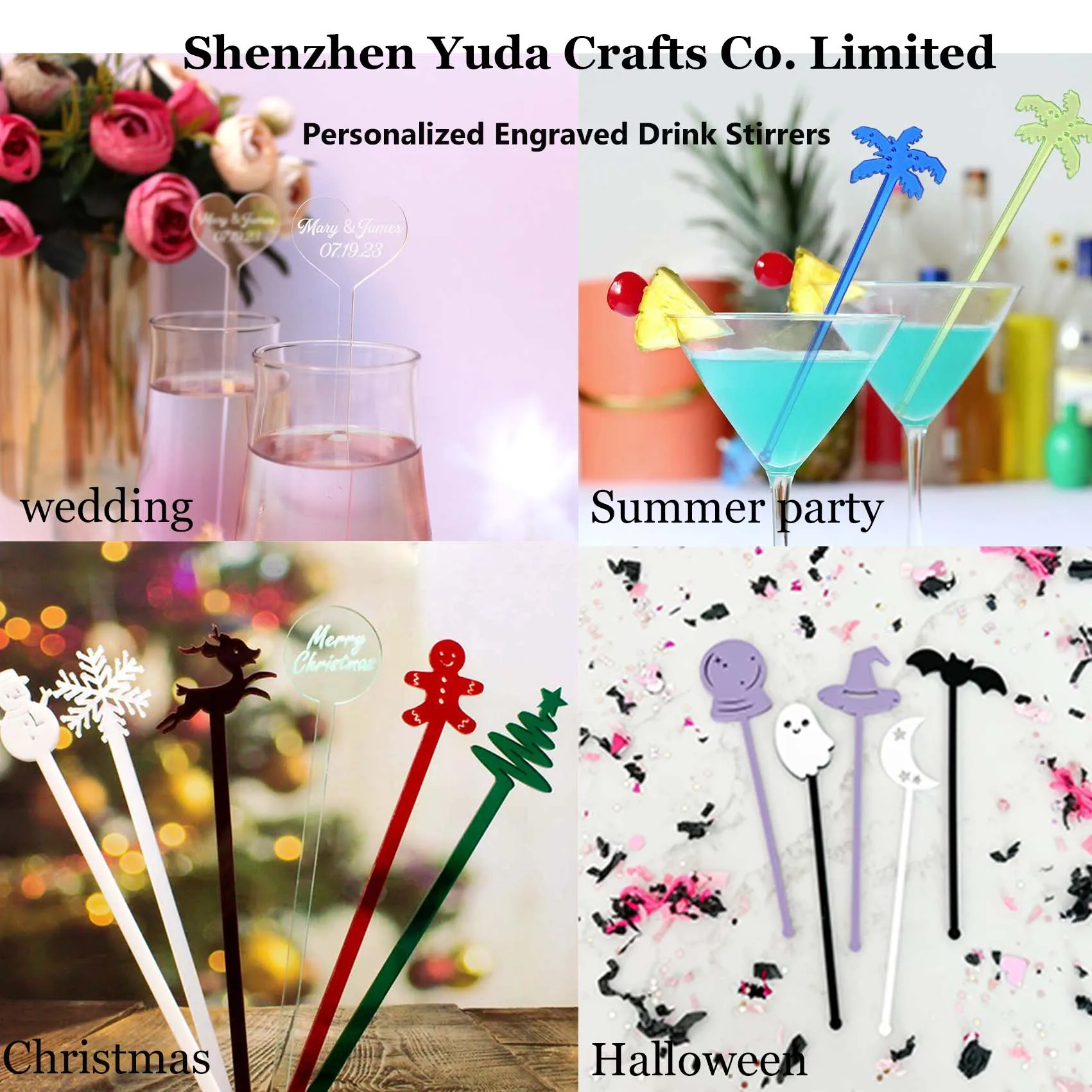 Heart Shaped Custom Drink Stirrers Wedding Drink Stirrers 