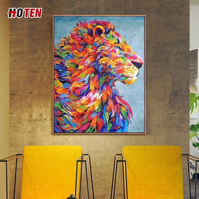 純粋な手描きのライオン油絵カラフルな動物の装飾絵画現代のミニマリストの抽象絵画 - Buy Color Lion Oil  Painting,Colorful Animal Decoration Painting,Creative Lion Painting Product  on 