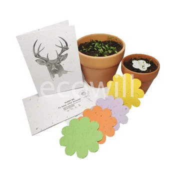 Ecowill  Handmade Recycled Wildflower Stag  Design Seed Paper Greeting Card