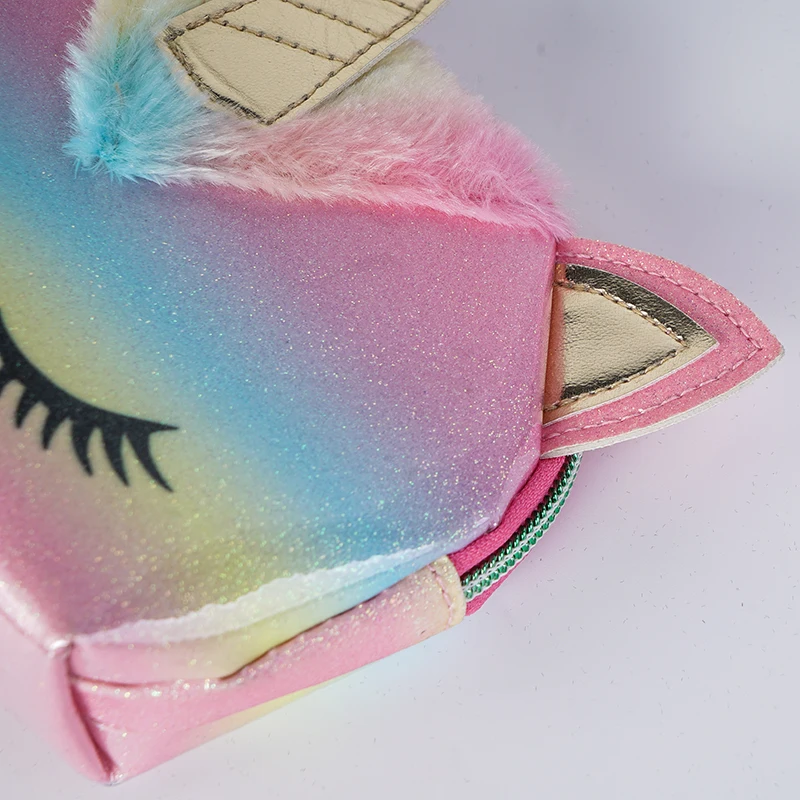 Factory Custom Kids Unicorn Small PU Pouch Beauty Cute Makeup Bag Cosmetic Bag for Girls