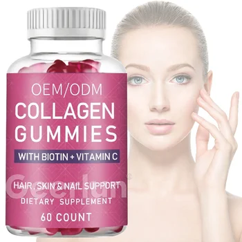 OEM Marine Collagen Gummy Support Healthy Skin Hair Nail Hydrolyzed Vitamin C Zinc Collagen Gummies