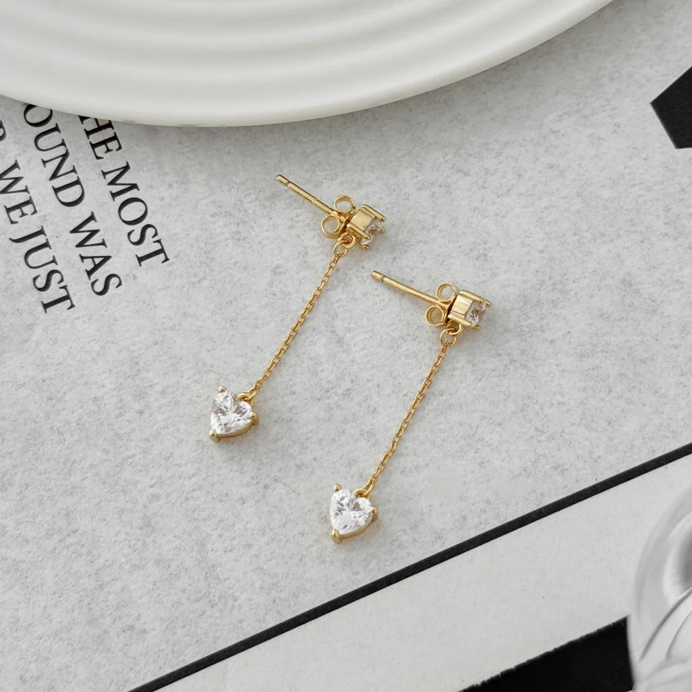 KAKODIY Charm Boutique Fashion Accessories 925 Sterling Silver Earrings Tassel 5A Cubic Zirconia Love Stud Earrings Lady Gift Daily detail 3