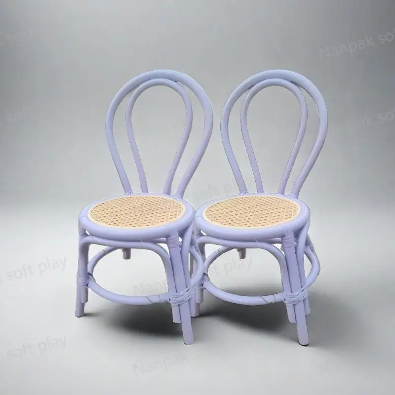 Luxury Pastel Lavender Yellow pink Blue Rattan Indoor Outdoor Party Event  for Kids Rental Rattan Kids Chair Dining Rattan Chairs