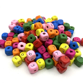 10mm 1000Pcs/bag Natural Wooden Square Cube Alphabet Letter Beads Digital BeadsFor Jewelry Making Personalized Baby Teether