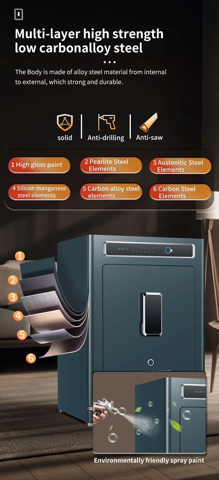 CEQSAFE Custom TUYA APP WIFI Anti Theft Home Cabinet Hidden Wardrobe Bedside Safe Password Lock Fingerprint Safe Boxes details