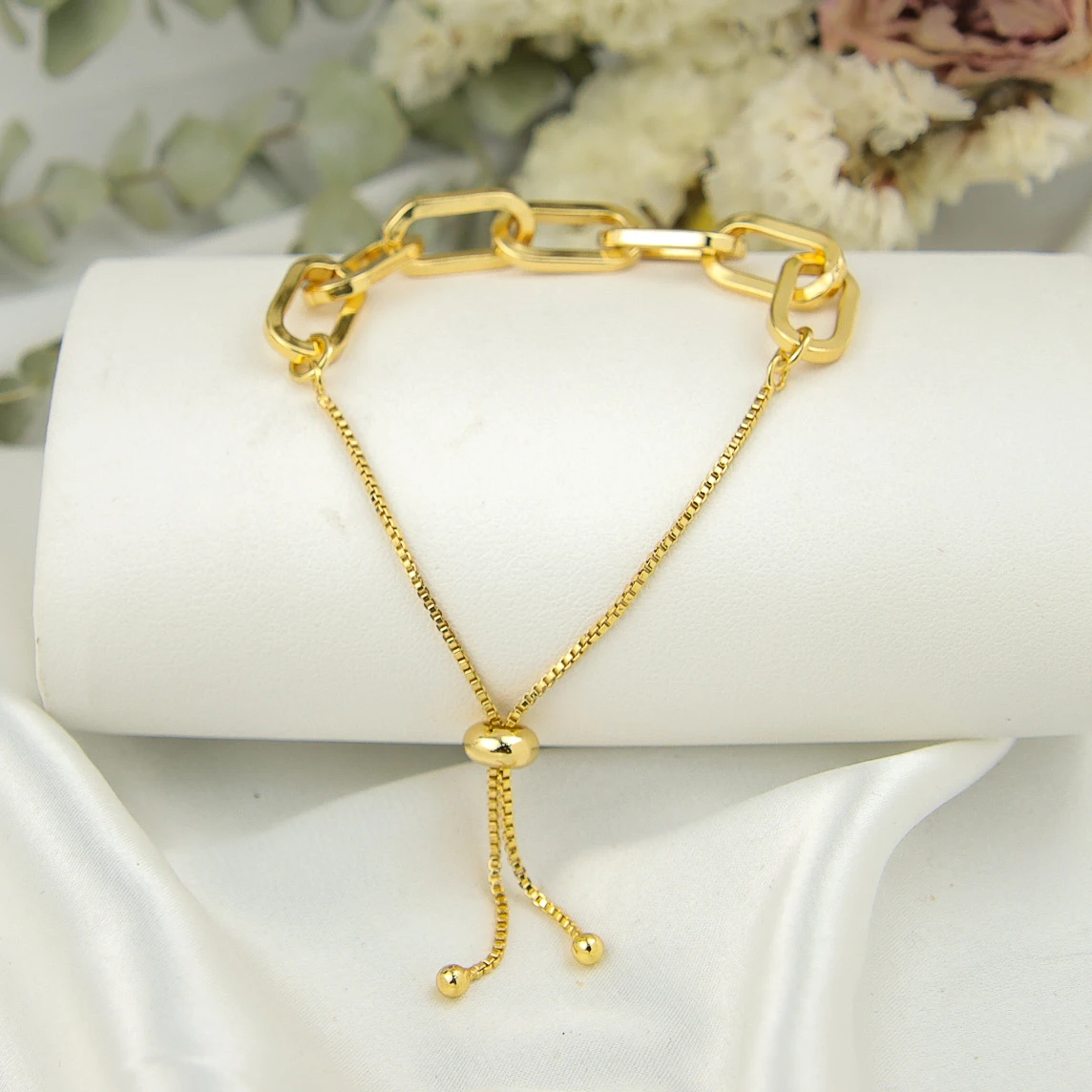 New Arrivals Link Chain Bracelet 18K Gold Plated Bracelet Women Adjustable Chain Bracelet for Gift