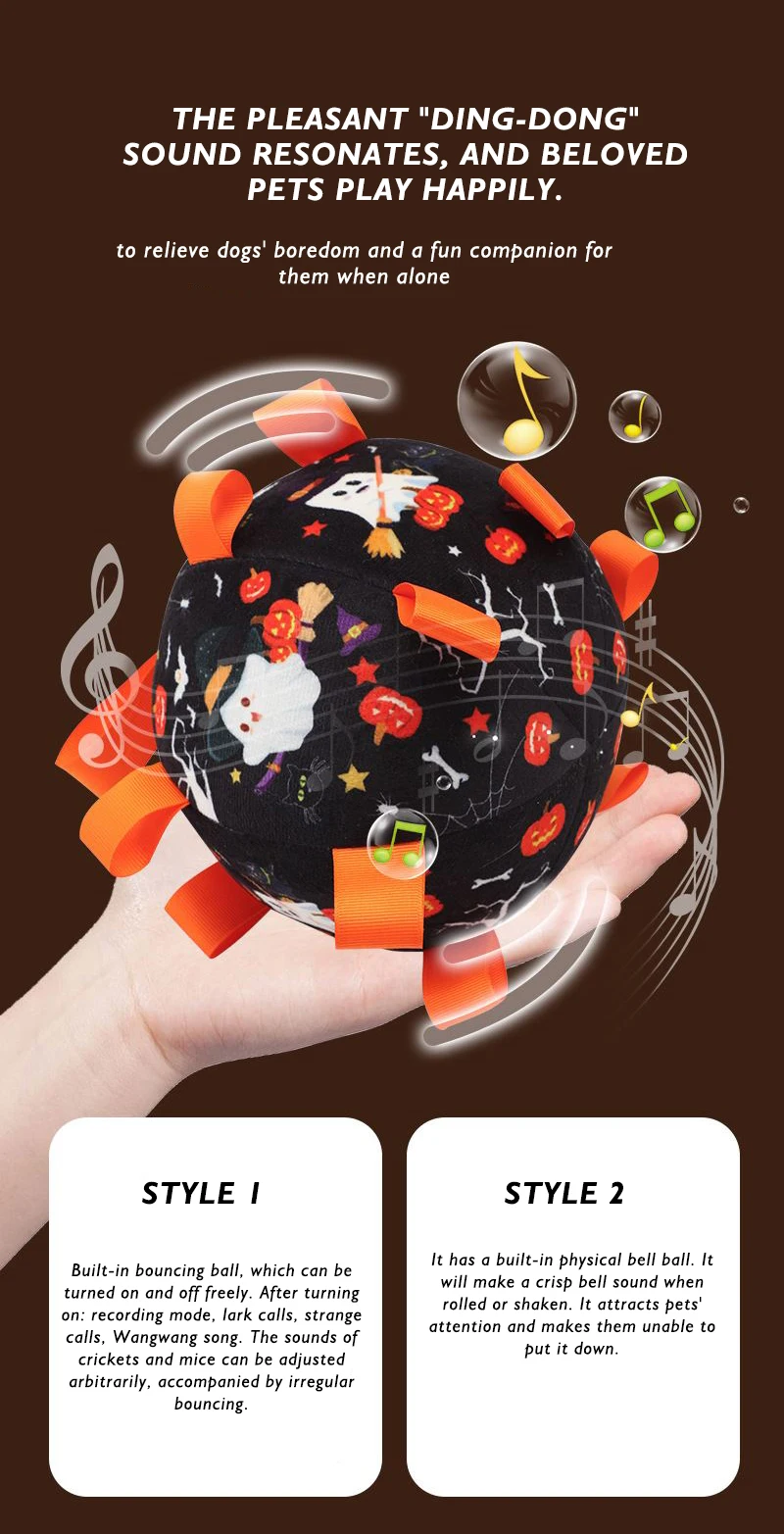 New Halloween Dog Toy Ball Dog Outdoor Football Toy Grinding Teeth Bite Relief Electric Bell Ball manufacture