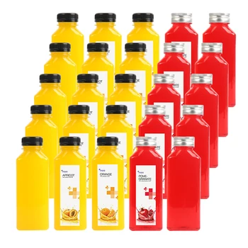 12 OZ PET Plastic Reusabl Disposable Milk Bulk Beverage Juice Bottles With Tamper Evident Caps