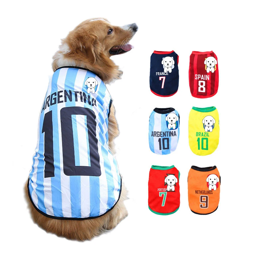 Wholesale World football clothes for pets sports soccer dog vest custom  football Cup Mesh Cat Soccer Basketball Vest From m.