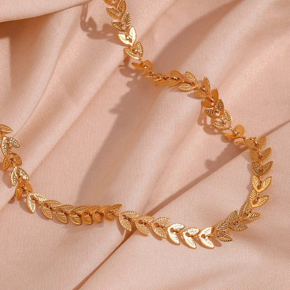 18K Gold Plated Boho Wheat Chain Anklet