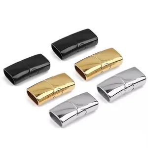 Fashion Stainless Steel Magnetic Clasp for Gold Bracelet Flat Charm Magnetic Leather Bracelet Findings for Jewelry Making