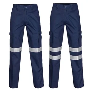Factory Outlet Cotton Wear Resistant Men Industrial Heavy Duty High Light Reflective Safety Work Pants Clothes Overalls Trousers