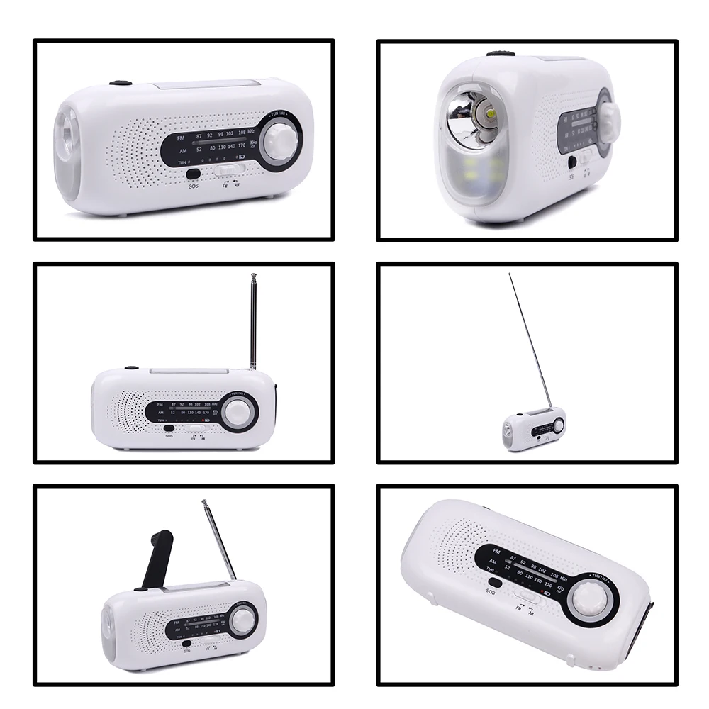 Portable Emergency Power Bank Hand Crank Self Powered Am/fm Solar Radio ...