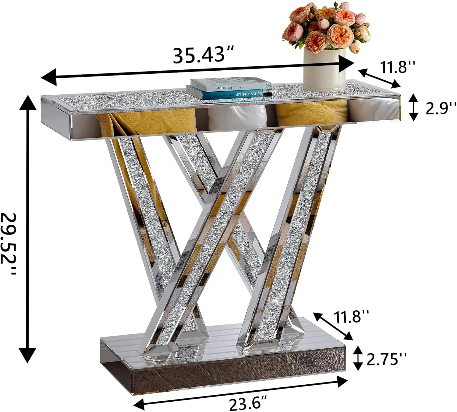 Elvarenae Vesper W-Base Mirrored Console Table — product detail