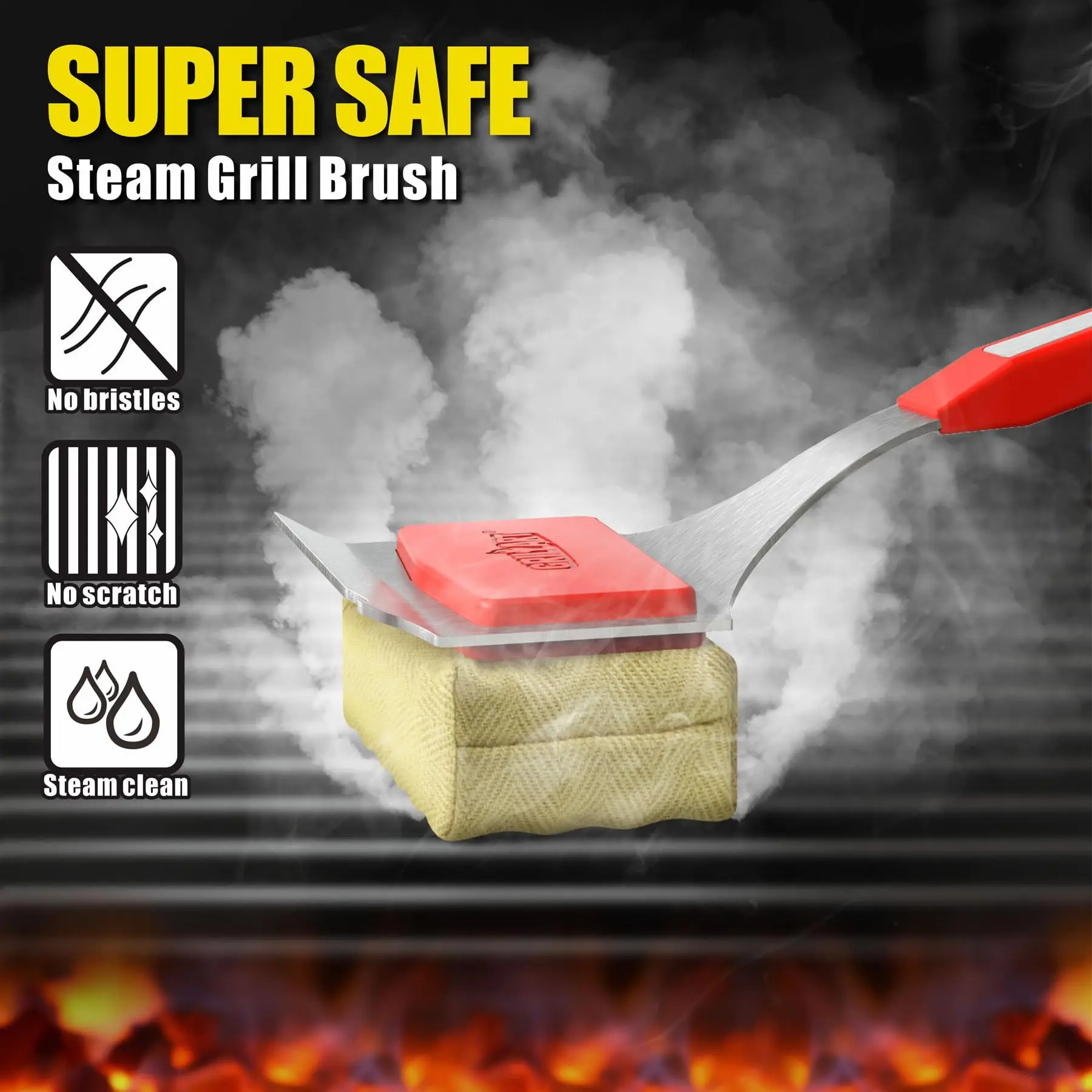 Grill Rescue Brush Bristle Free Bbq Replaceable Scraper Cleaning Head
