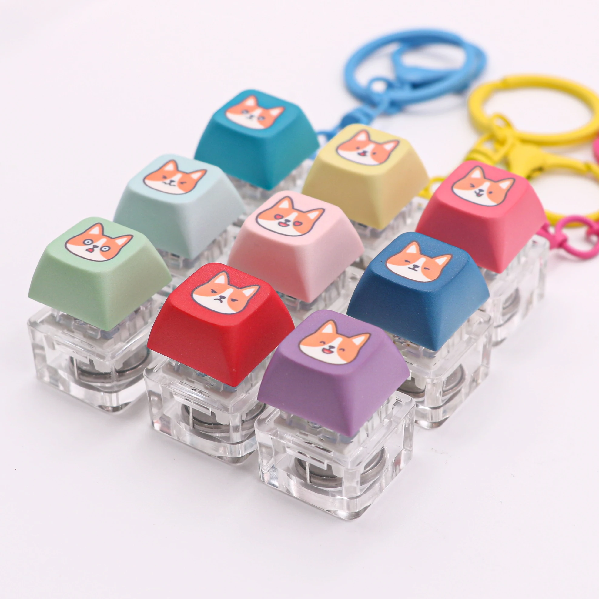 Custom Design LED Keycap Fidget Keychain Keyboard Click Fidget Kawaii Keychain Multiple Color Options Stim Toy Stress Relief