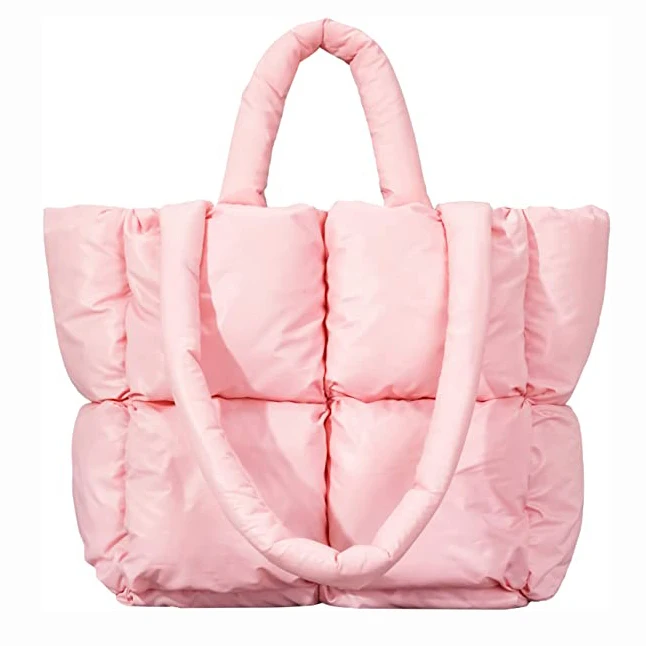  Puffer Tote Bag, Trendy Luxury Chic Quilted Large