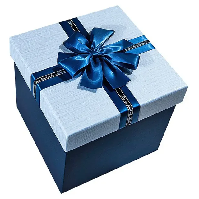 Factory customized high-quality blue contrasting gift packaging box with bow tie