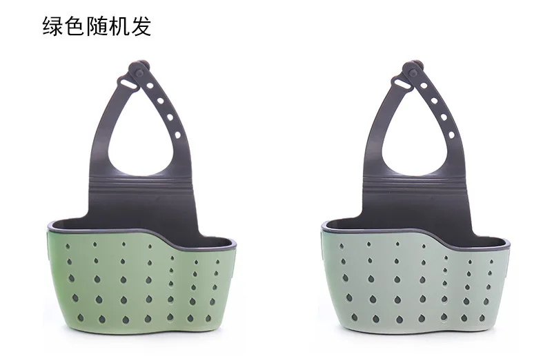 Adjustable button sink drain hanging bag Kitchen storage rack faucet sponge double drain hanging basket details