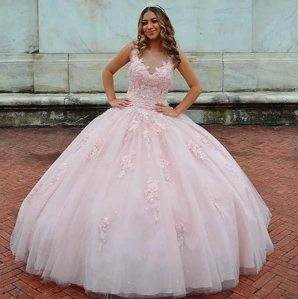 HOT ! Sweet 15 Dresses Light Pink Light Pink Princess 15 Dresses Strapless Sweet  16 Dress Light Pink