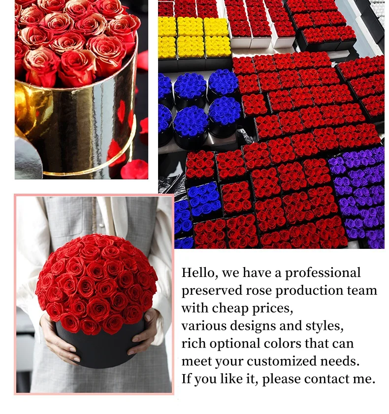 Long Term Box Roses 12 Preserved Roses in Box Long Lasting 3-5 Years Decor Birthday ...