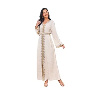 Wholesale Europe and America Middle East Muslim Women's Robe Embroidery Fashion Long Sleeve Dresses