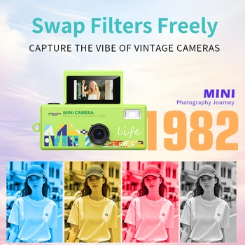 Retro Mini Keychain Camera 720P 130 Night Vision Flip Screen Pocket Cam Collectible Vintage Camera Gift for Travel Camp Snap detail image