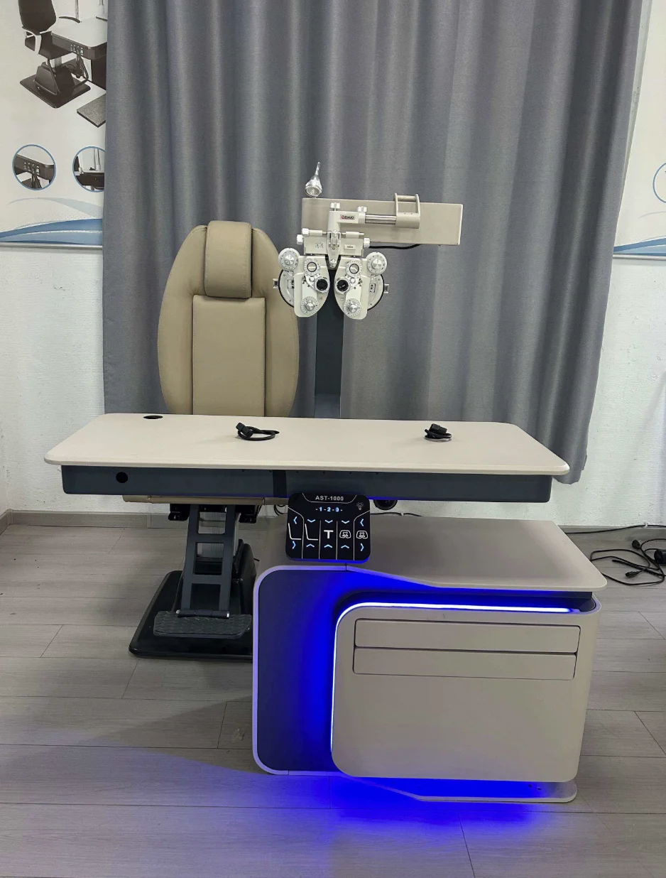 Optical Shop Eye Examination Equipment Automatic Refraction Unit with Electric Chair Sliding Table and Power Arm