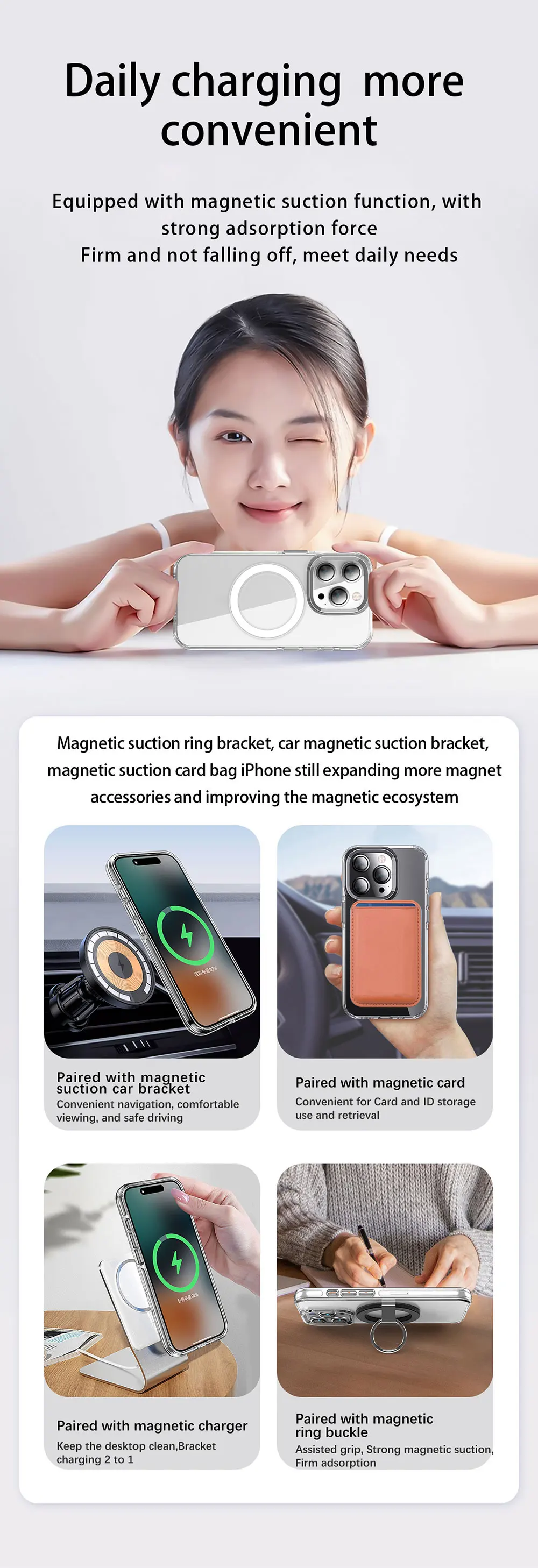 product clear case for iphone 15 14 13 12 plus pro max camera protector magnetic ring phone transparent hard pc  wls82 wlons-4