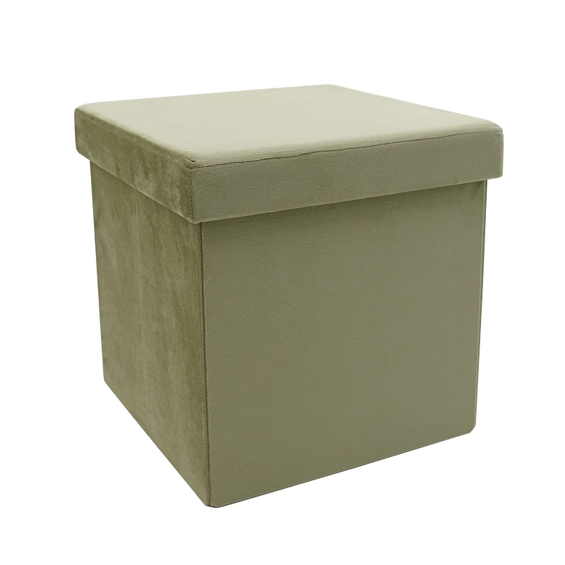 Luxury Cube Velvet square Foldable Ottoman Storage Stool Footrest