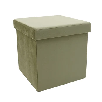 Luxury Cube Velvet square Foldable Ottoman Storage Stool Footrest