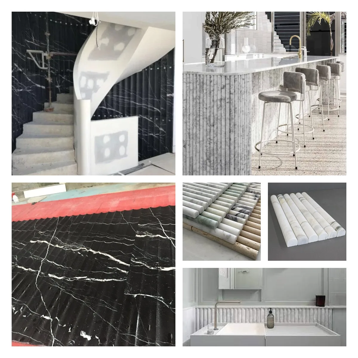 Fluted Travertine Marble Mosaic Backsplash Tile Travertine Decor Mosaic