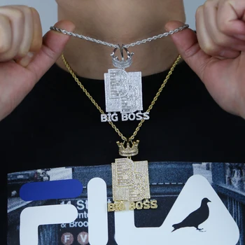 Iced deals Out Round Letter Big Boss King Necklace Silver